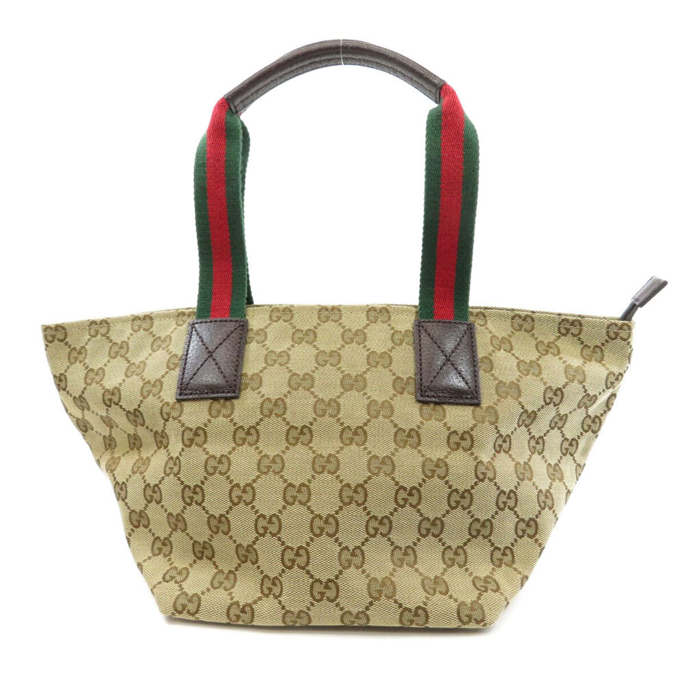 Gucci web Tote Canvas Bag Brown Sherry Line GG